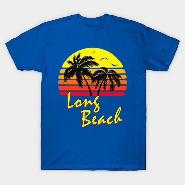 Long Beach Retro Sunset T-Shirt by Nerd_art